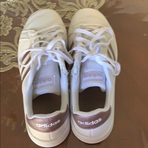 white and rose gold adidas